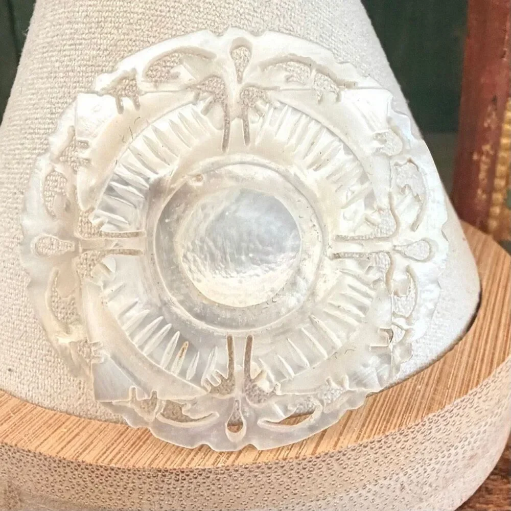 Vintage Hand Carved Mother of Pearl Floral Brooch Pin